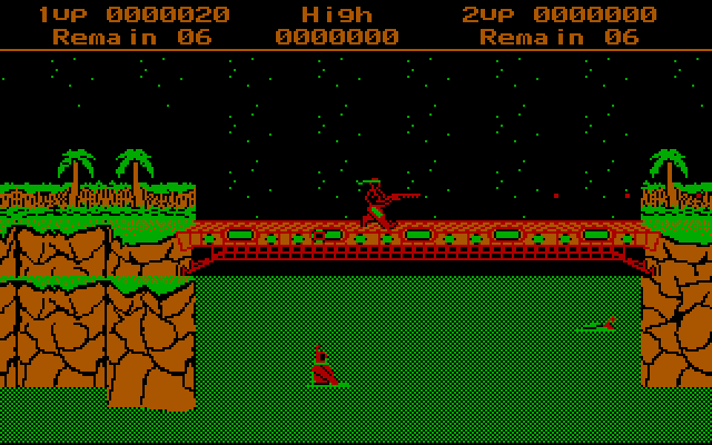 Contra IBM PC/Compatibles Screenshot: Careful crossing this bridge!