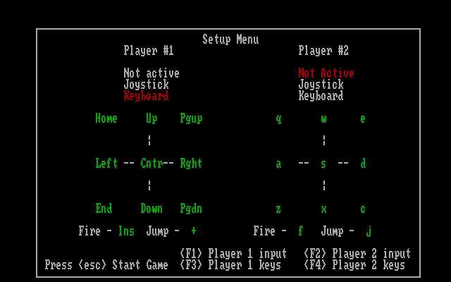 Contra IBM PC/Compatibles Screenshot: Game configuration.