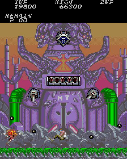 Contra Arcade Screenshot: Ouch, I've been hit!