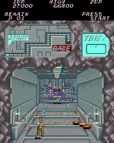 Contra Arcade Screenshot: Don't walk through these barriers...