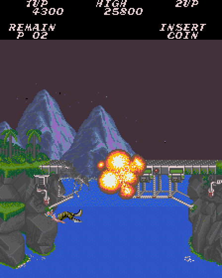 Contra Arcade Screenshot: I was killed by an exploding bridge...
