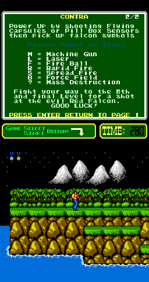 Contra Arcade Screenshot: Game start.