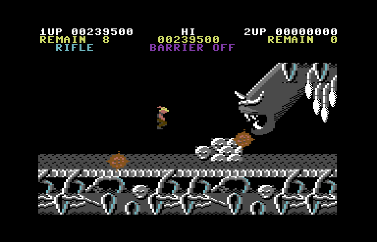 Contra Commodore 64 Screenshot: Looks like the final boss...