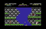 Contra for Commodore 64 - This area scrolls vertically as you jump up the platforms.