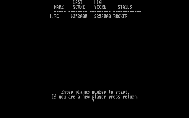 Baron: The Real Estate Simulation IBM PC/Compatibles Screenshot: Setting up the players.