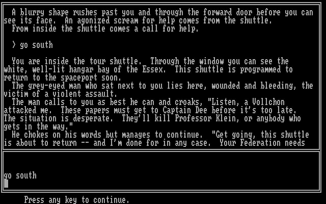 Essex IBM PC/Compatibles Screenshot: Exploring the area.