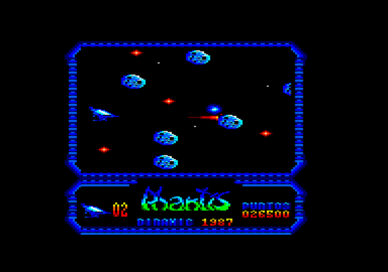 Game Over II Amstrad CPC Screenshot: Shooting asteroids...