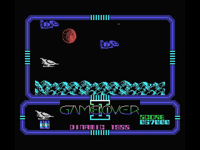 Game Over II MSX Screenshot: Watch out for ships that approach from behind! (re-release).