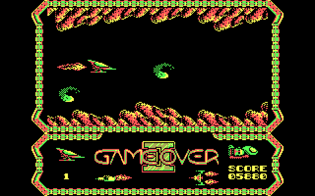 Game Over II IBM PC/Compatibles Screenshot: Careful, don't crash into swirly objects...
