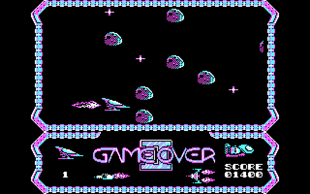Game Over II IBM PC/Compatibles Screenshot: You need to be quick and dodge these rocks...
