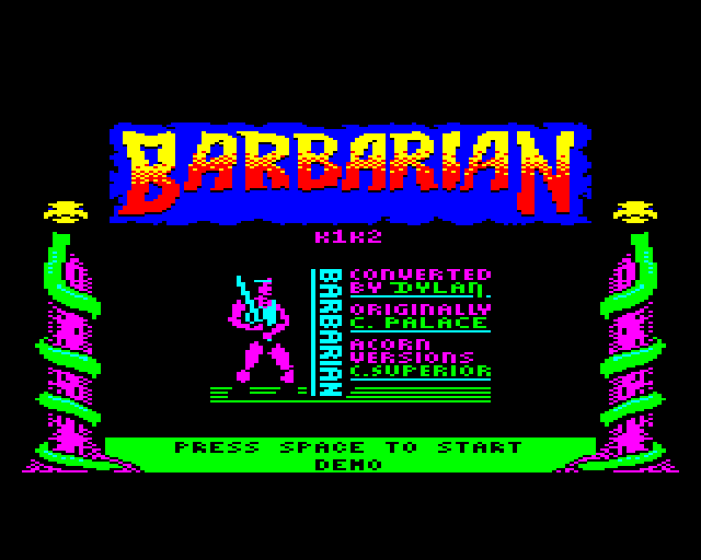 Death Sword BBC Micro Screenshot: Ready to start? Press space for demo...