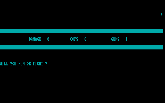 Drug Wars IBM PC/Compatibles Screenshot: Caught; want to run or fight?