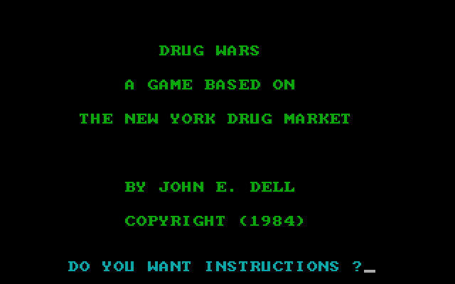 Drug Wars IBM PC/Compatibles Screenshot: Title screen.