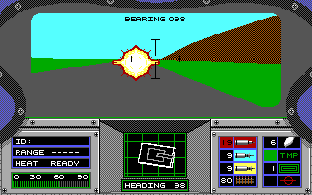 Abrams Battle Tank IBM PC/Compatibles Screenshot: Enemy tank firing!