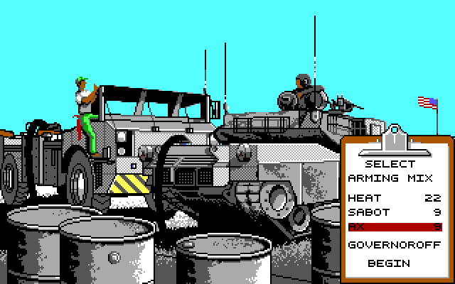 Abrams Battle Tank IBM PC/Compatibles Screenshot: Selecting weapons for your tank.
