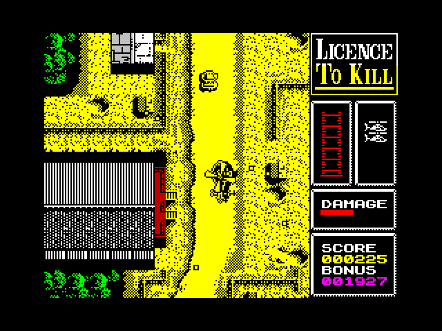 007: Licence to Kill ZX Spectrum Screenshot: Flying along the road...
