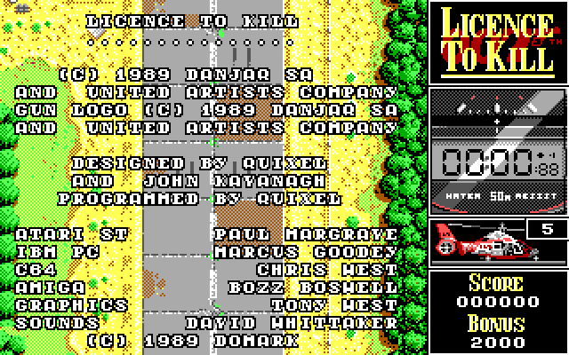 007: Licence to Kill IBM PC/Compatibles Screenshot: Credits screen.