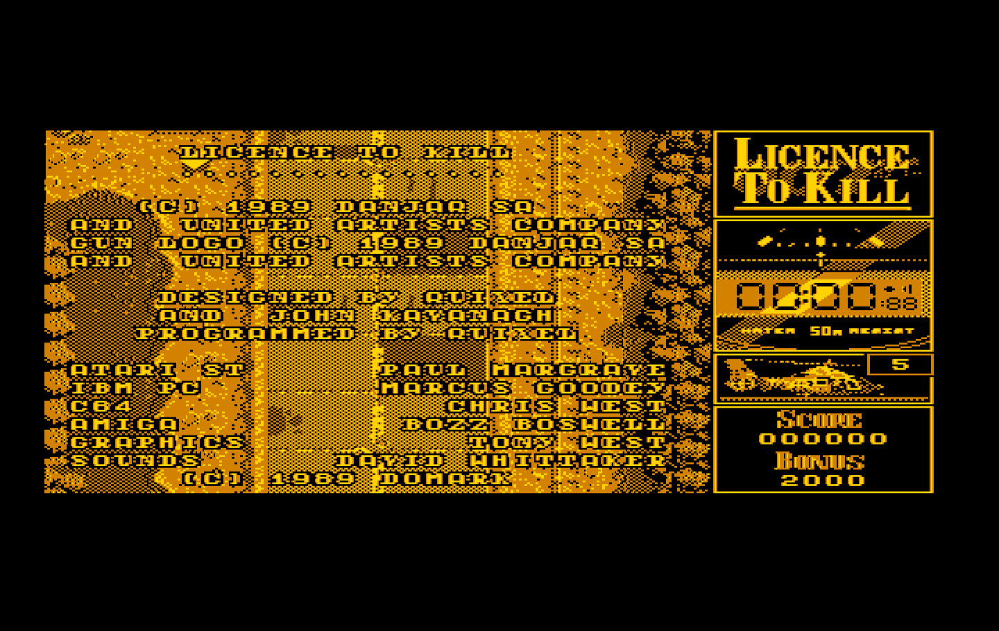 007: Licence to Kill IBM PC/Compatibles Screenshot: Credits screen.