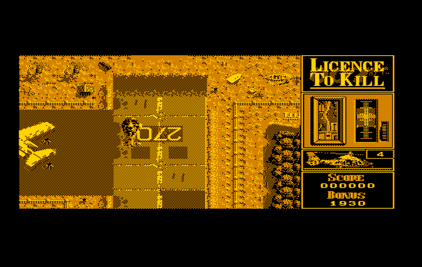 007: Licence to Kill IBM PC/Compatibles Screenshot: Trying to catch up to my target...