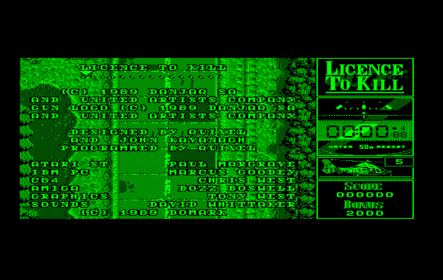 007: Licence to Kill IBM PC/Compatibles Screenshot: Credits screen.