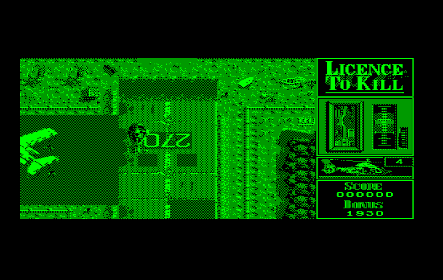 007: Licence to Kill IBM PC/Compatibles Screenshot: Trying to catch up to my target...