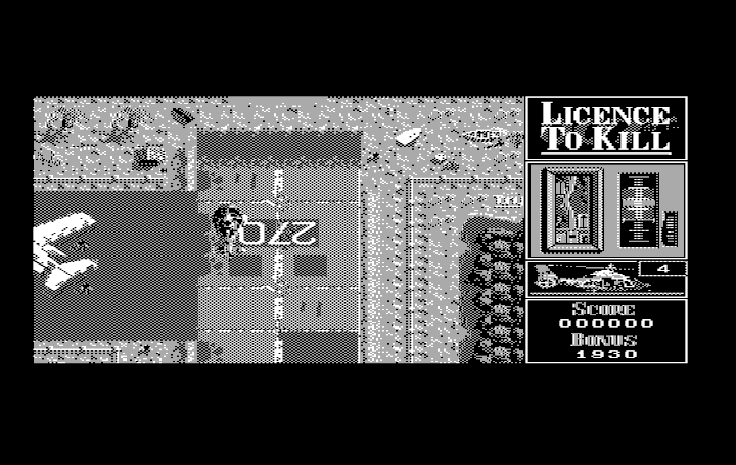 007: Licence to Kill IBM PC/Compatibles Screenshot: Trying to catch up to my target...