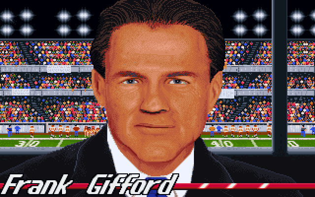ABC Monday Night Football IBM PC/Compatibles Screenshot: Introducing Frank Gifford!