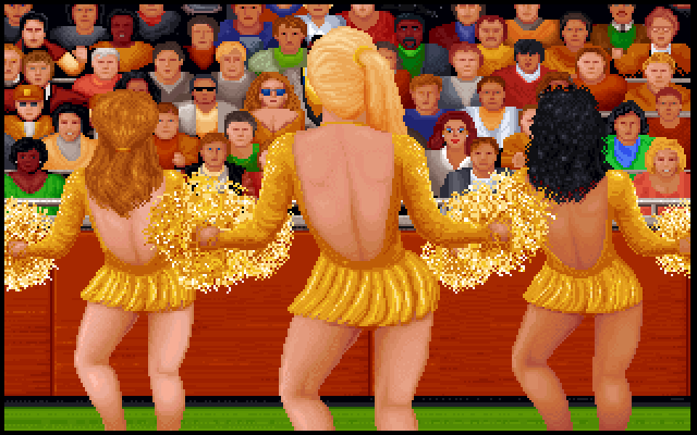 ABC Monday Night Football IBM PC/Compatibles Screenshot: The cheerleaders entertain the crowd.
