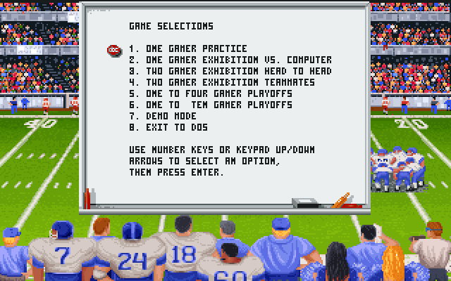 ABC Monday Night Football IBM PC/Compatibles Screenshot: The main menu.