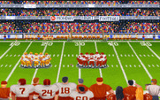 ABC Monday Night Football for IBM PC/Compatibles - The players huddle on the field.
