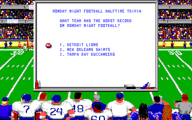 ABC Monday Night Football IBM PC/Compatibles Screenshot: Halftime trivia game.