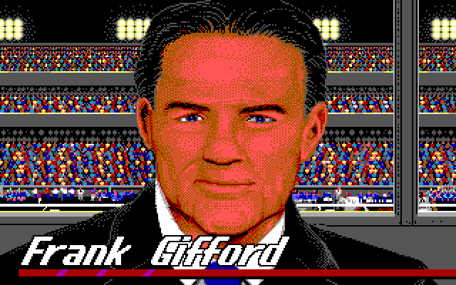 ABC Monday Night Football IBM PC/Compatibles Screenshot: Introducing Frank Gifford!
