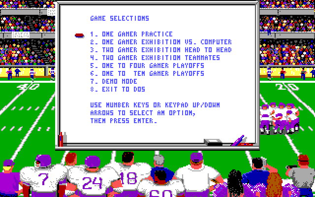 ABC Monday Night Football IBM PC/Compatibles Screenshot: The main menu.