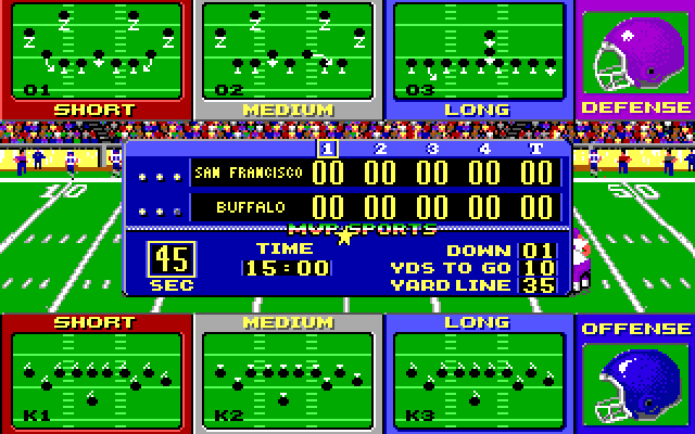 ABC Monday Night Football IBM PC/Compatibles Screenshot: Selecting a play.