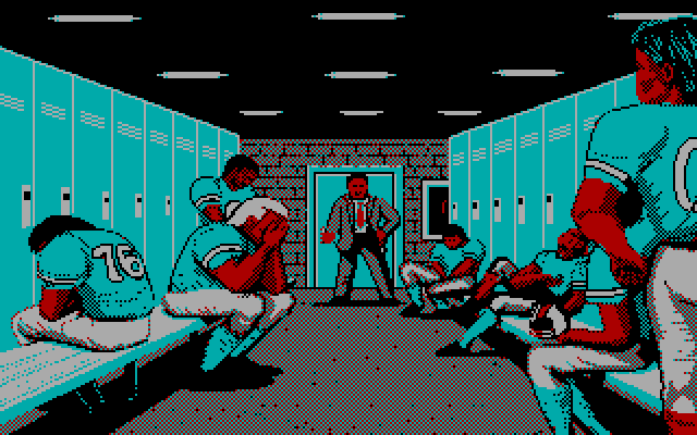 ABC Monday Night Football IBM PC/Compatibles Screenshot: The losing team isn't happy.