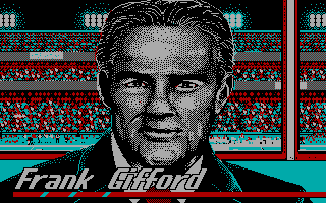 ABC Monday Night Football IBM PC/Compatibles Screenshot: Introducing Frank Gifford!