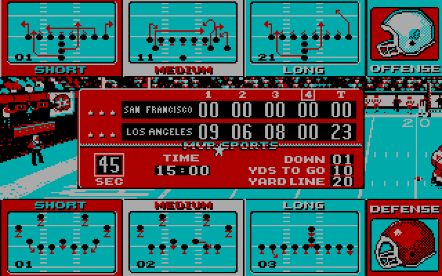 ABC Monday Night Football IBM PC/Compatibles Screenshot: Select your next play.