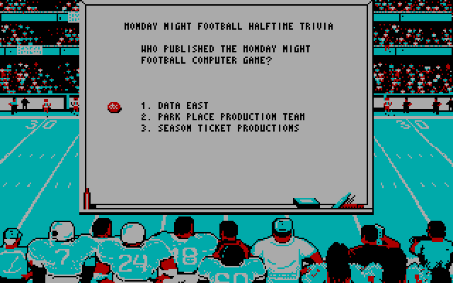 ABC Monday Night Football IBM PC/Compatibles Screenshot: It's halftime trivia!