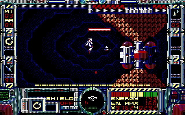 Fire Hawk: Thexder - The Second Contact IBM PC/Compatibles Screenshot: A large opponent blocks the path...