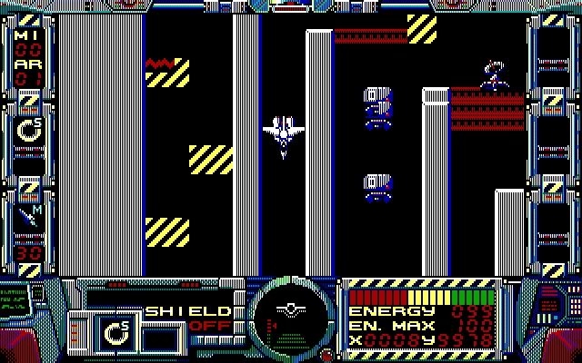 Fire Hawk: Thexder - The Second Contact IBM PC/Compatibles Screenshot: Fly through the practice level...