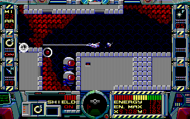 Fire Hawk: Thexder - The Second Contact IBM PC/Compatibles Screenshot: Uh oh, looks like a dead end!