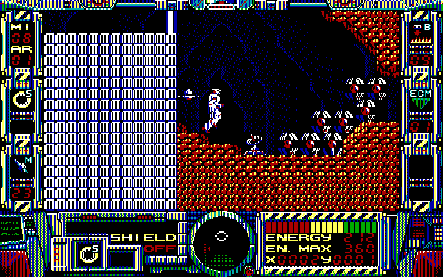 Fire Hawk: Thexder - The Second Contact IBM PC/Compatibles Screenshot: The path is blocked, prepare to blast!