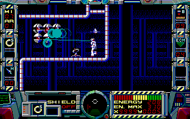 Fire Hawk: Thexder - The Second Contact IBM PC/Compatibles Screenshot: Often the beginning of a level offers a chance to replenish your energy.