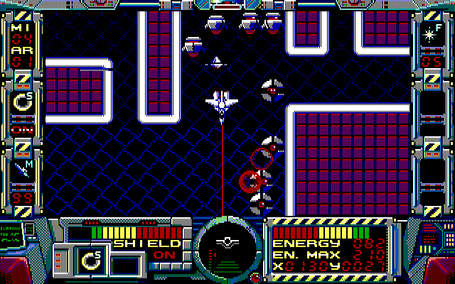 Fire Hawk: Thexder - The Second Contact IBM PC/Compatibles Screenshot: Flying away from an ambush...