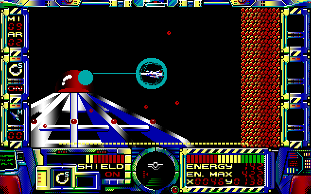 Fire Hawk: Thexder - The Second Contact IBM PC/Compatibles Screenshot: A very large opponent! It will take numerous attacks to defeat...