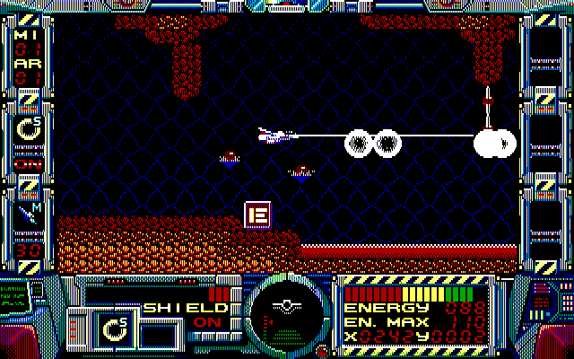 Fire Hawk: Thexder - The Second Contact IBM PC/Compatibles Screenshot: In plane mode, shooting opponents...