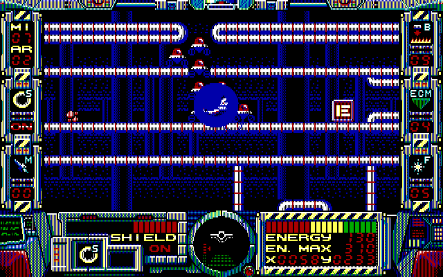 Fire Hawk: Thexder - The Second Contact IBM PC/Compatibles Screenshot: Surrounded...and in trouble!