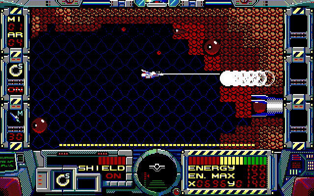 Fire Hawk: Thexder - The Second Contact IBM PC/Compatibles Screenshot: The first end of level boss.