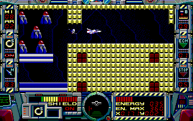Fire Hawk: Thexder - The Second Contact IBM PC/Compatibles Screenshot: To the left looks dangerous! But that's the way I must go...
