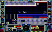 Fire Hawk: Thexder - The Second Contact for IBM PC/Compatibles - Don't land on the blue stuff, it's deadly!